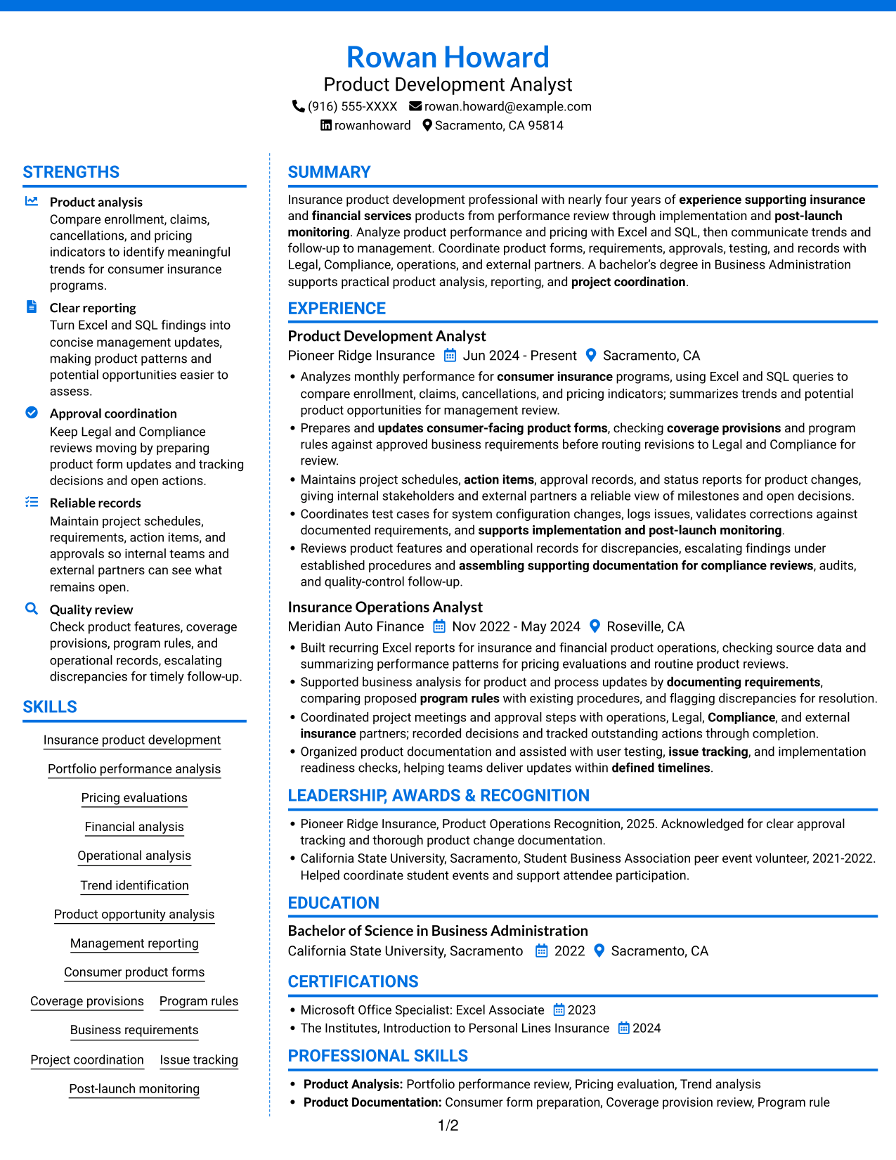 Resume example — page 1