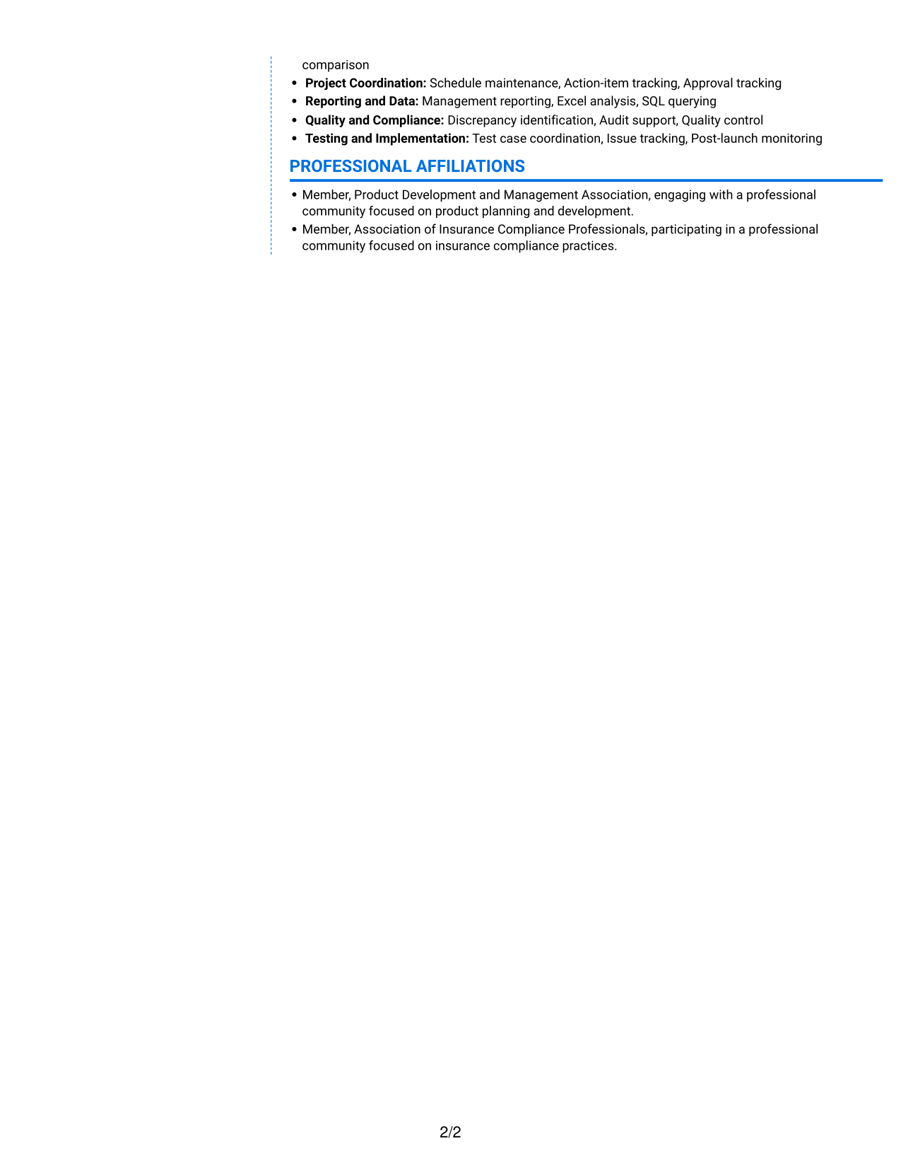 Resume example — page 2