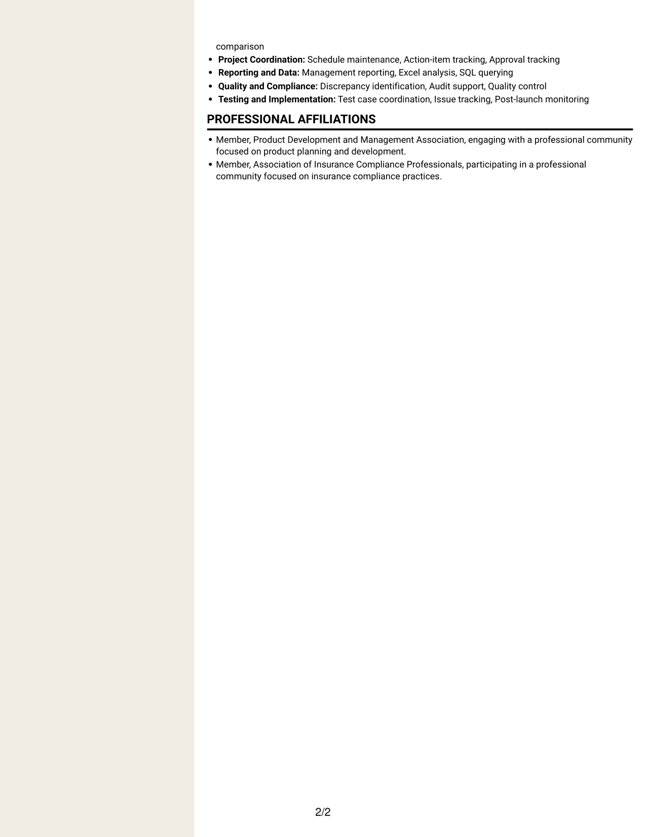 Resume example — page 2