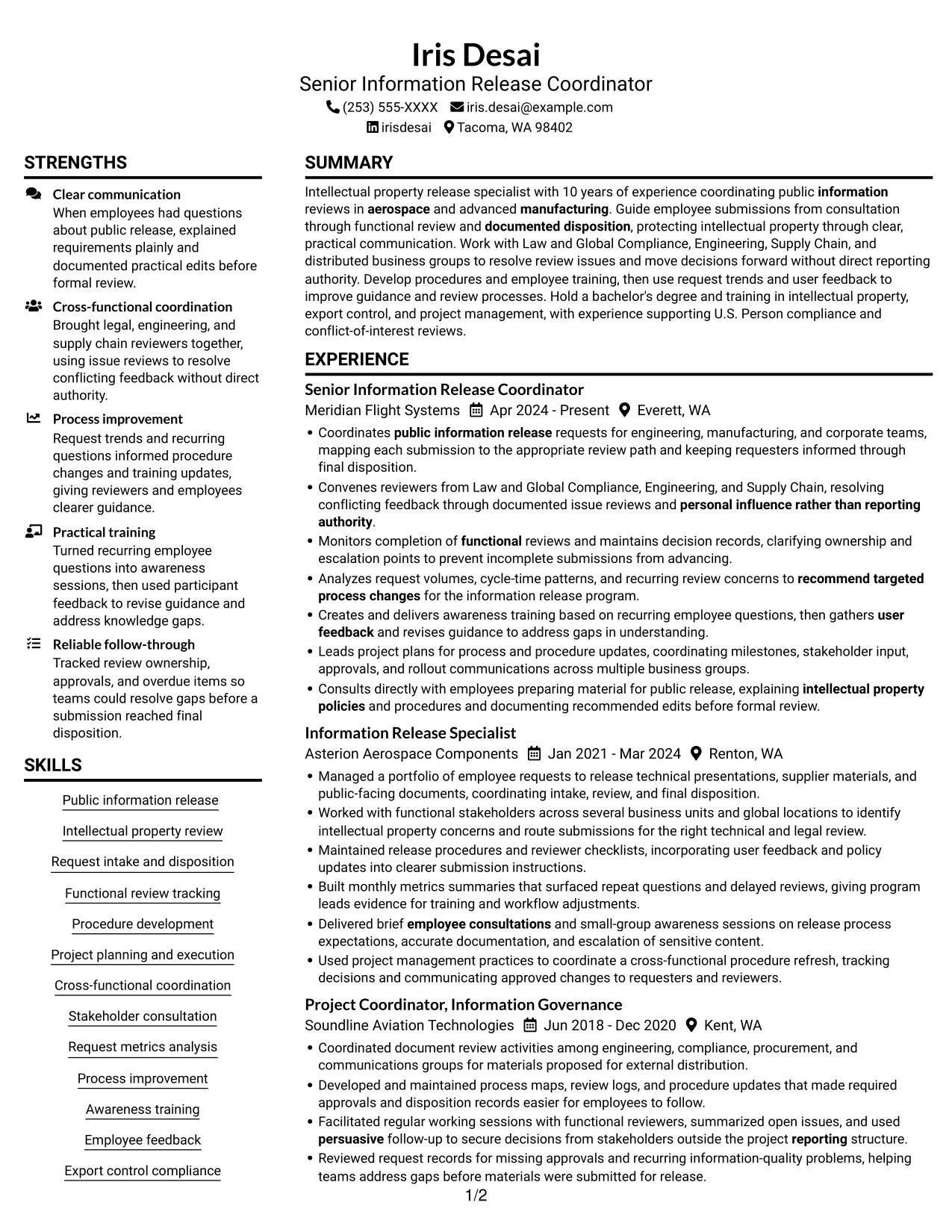 Resume example — page 1