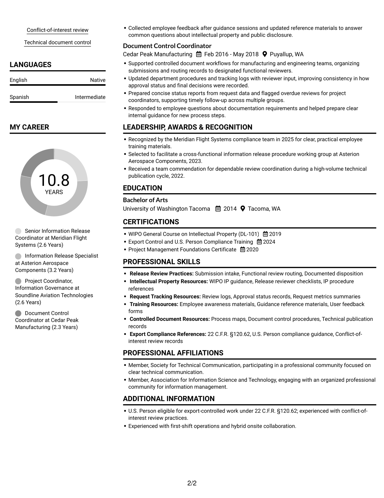 Resume example — page 2