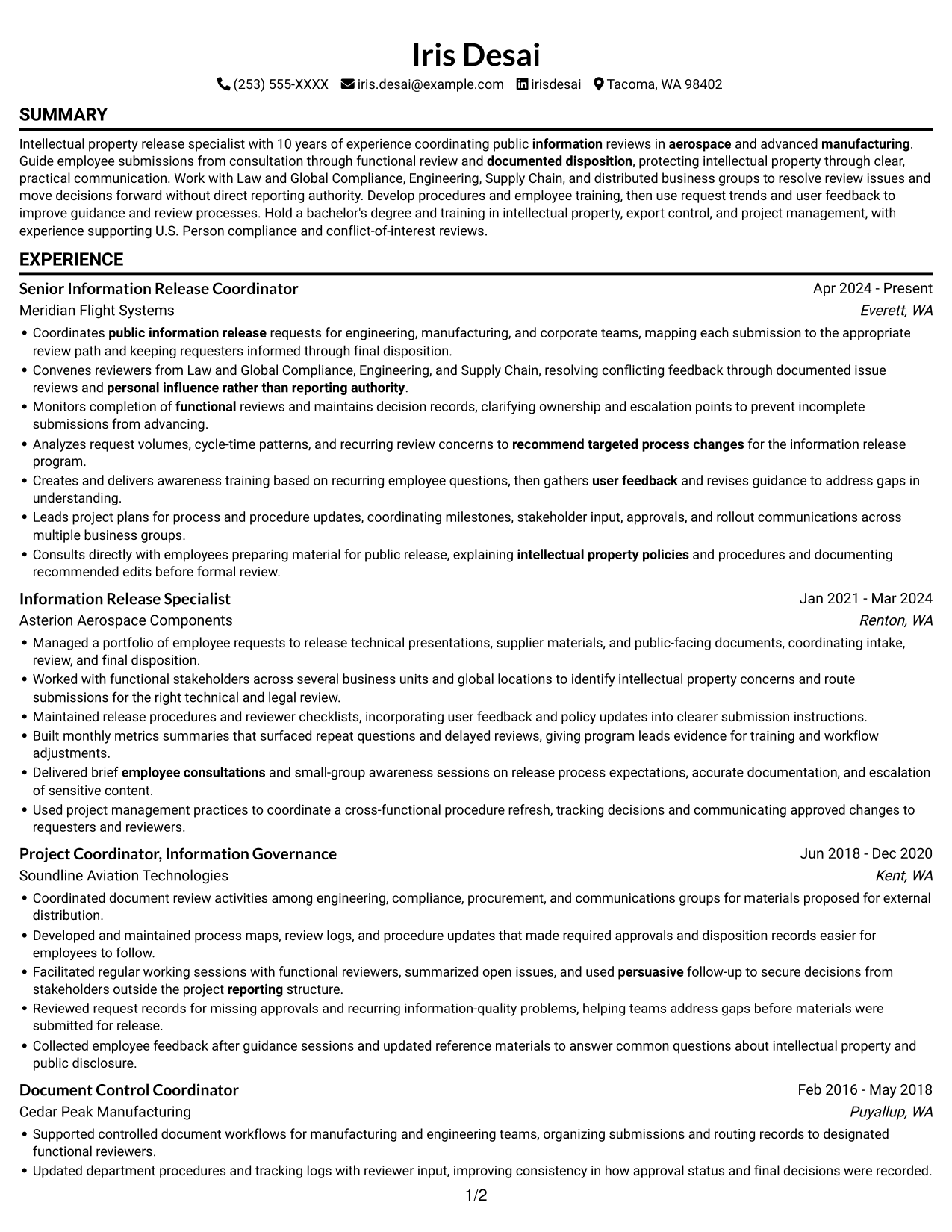 Resume example — page 1