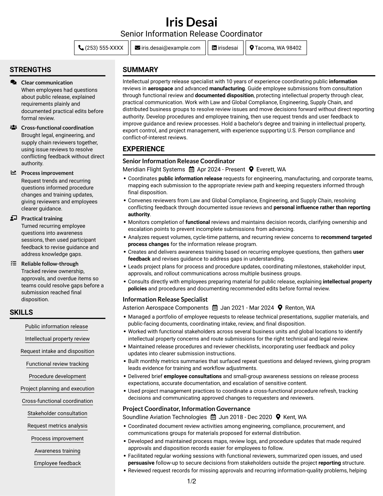Resume example — page 1