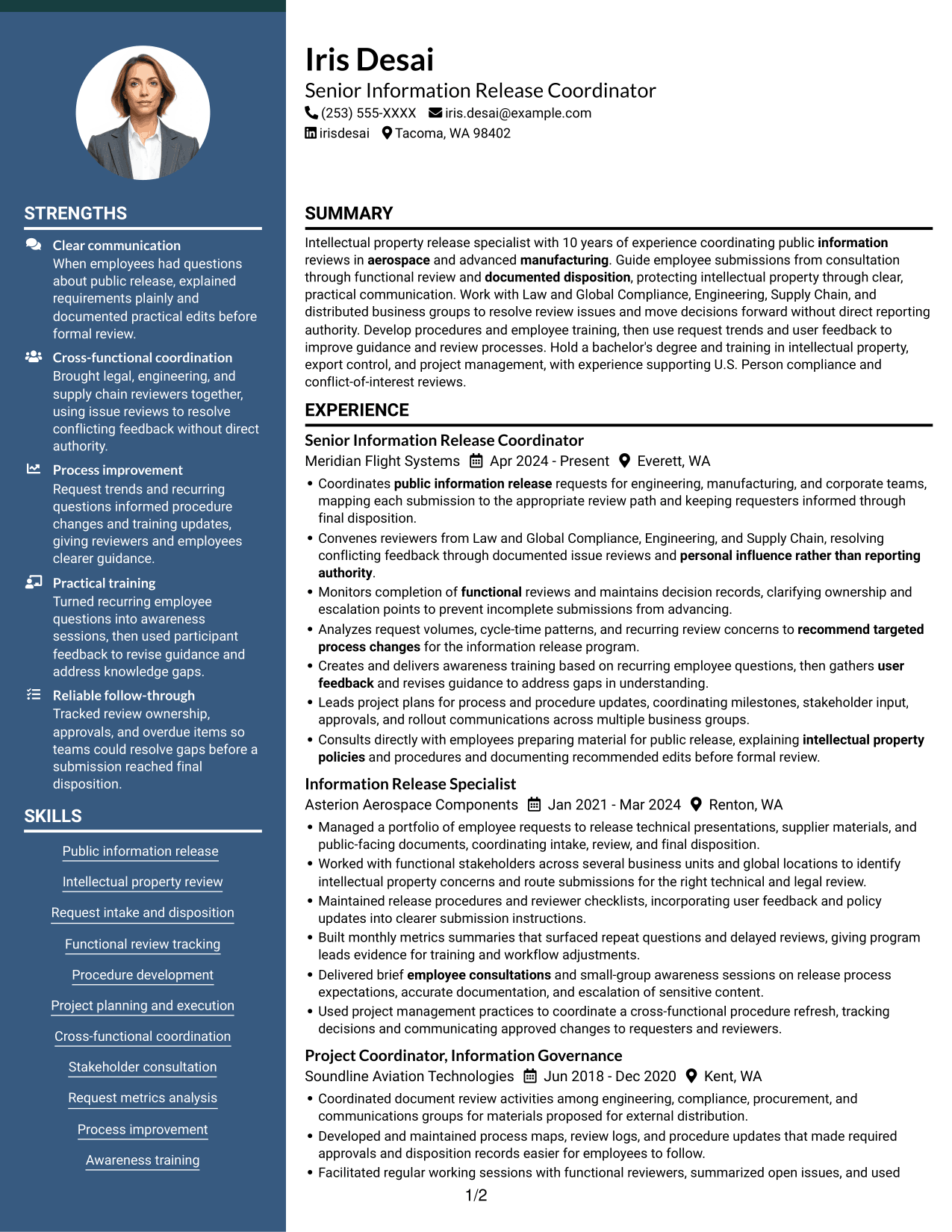 Resume example — page 1