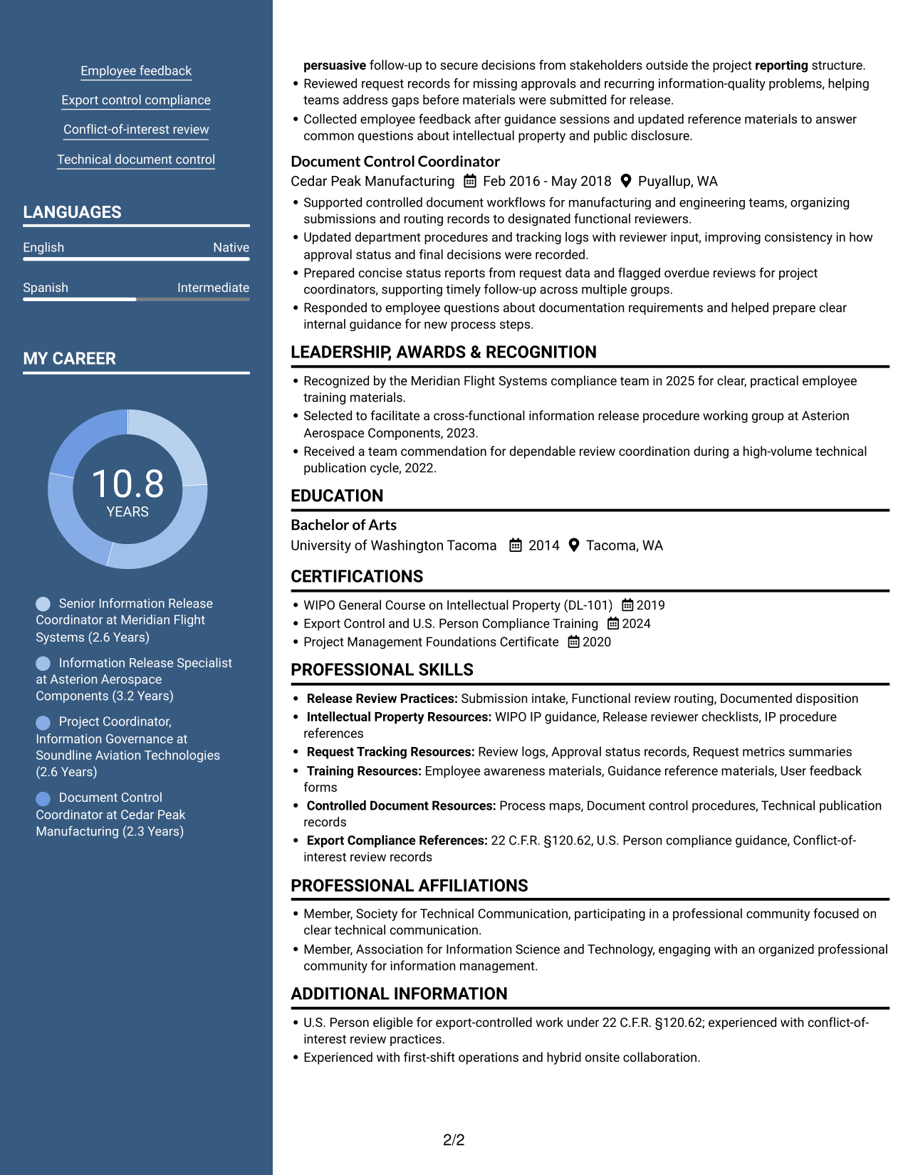 Resume example — page 2
