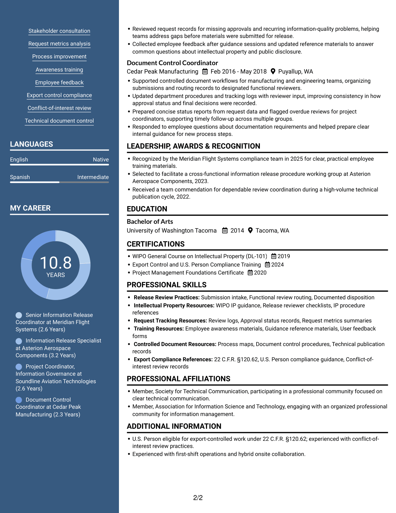 Resume example — page 2