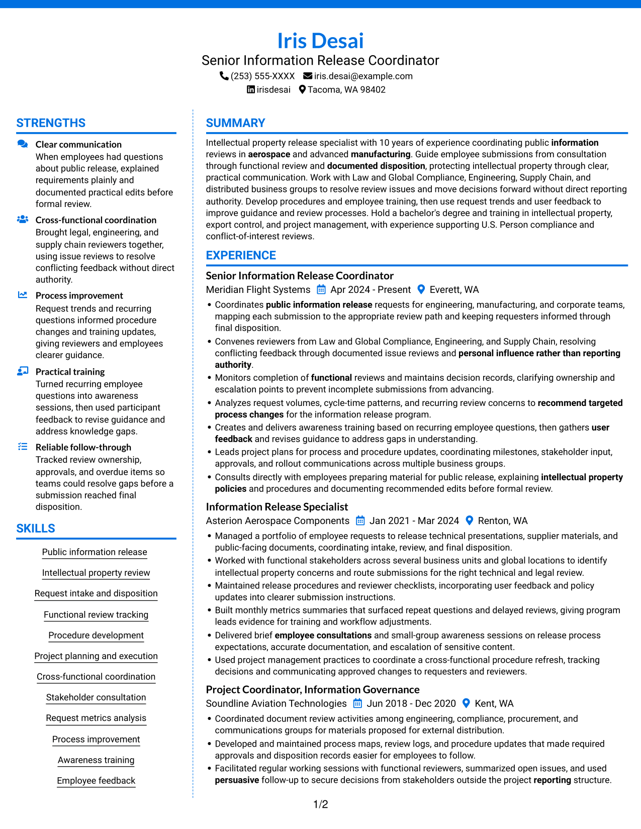 Resume example — page 1