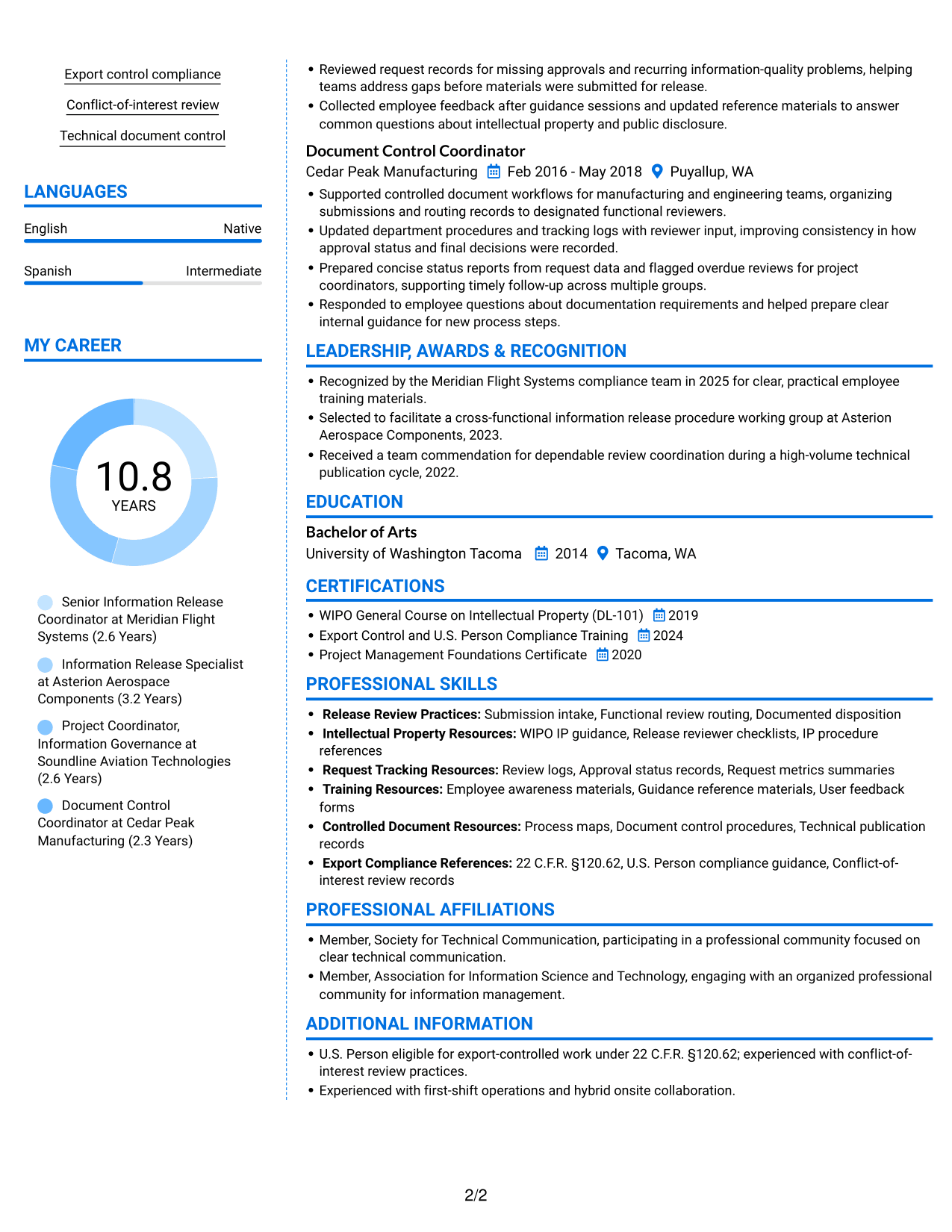 Resume example — page 2