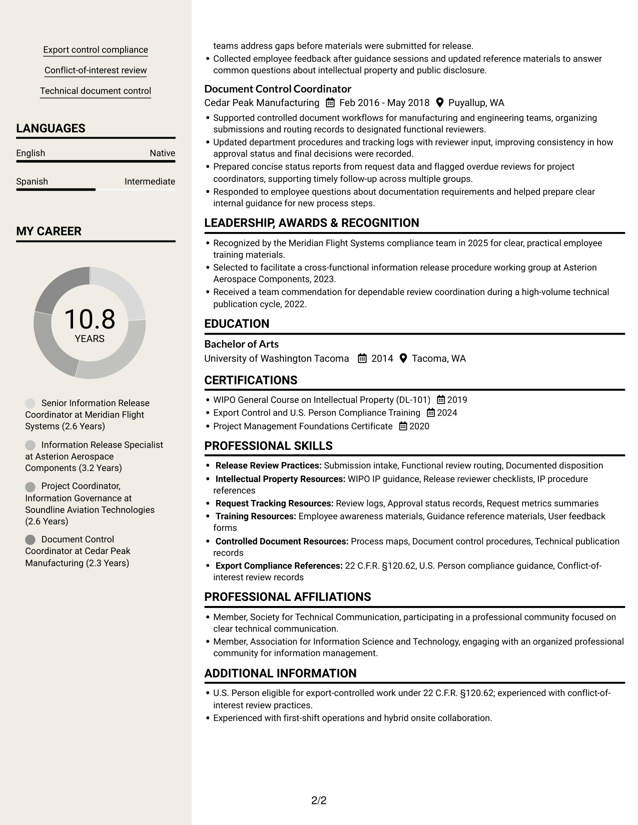 Resume example — page 2