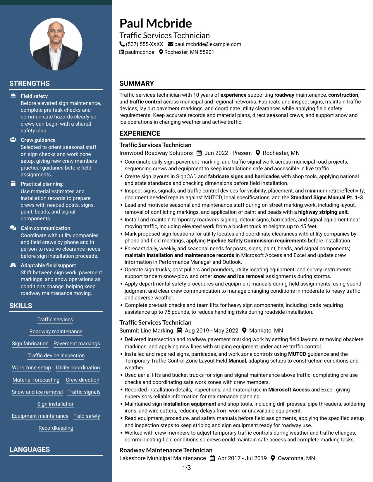 Resume example — page 1
