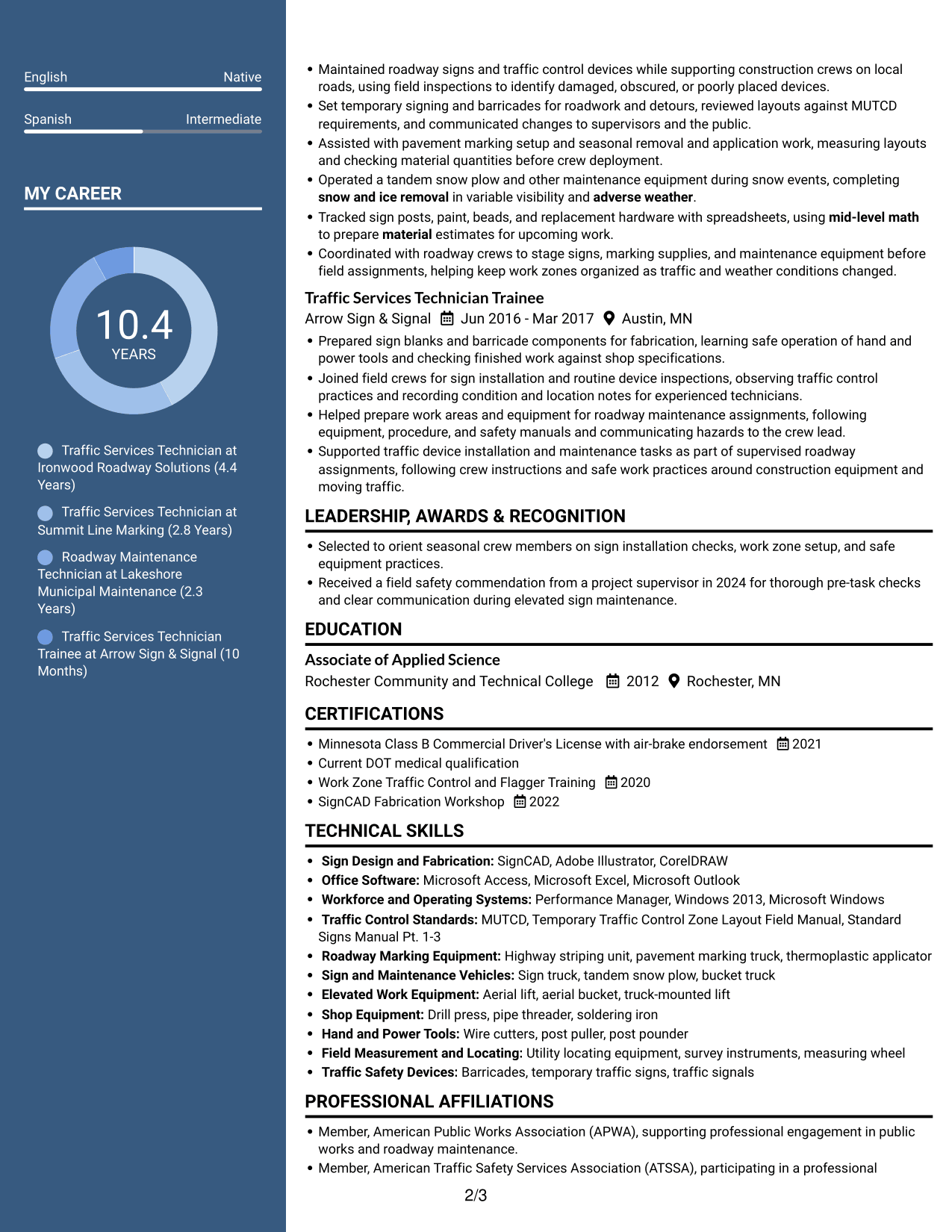 Resume example — page 2