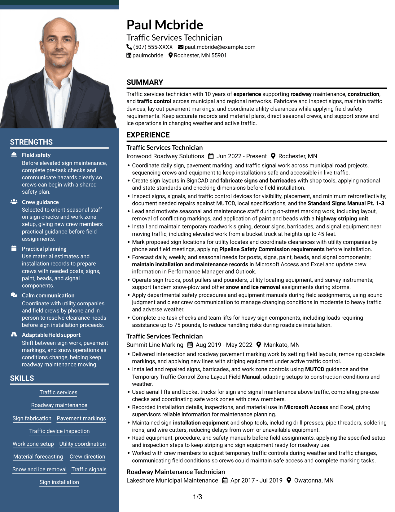 Resume example — page 1