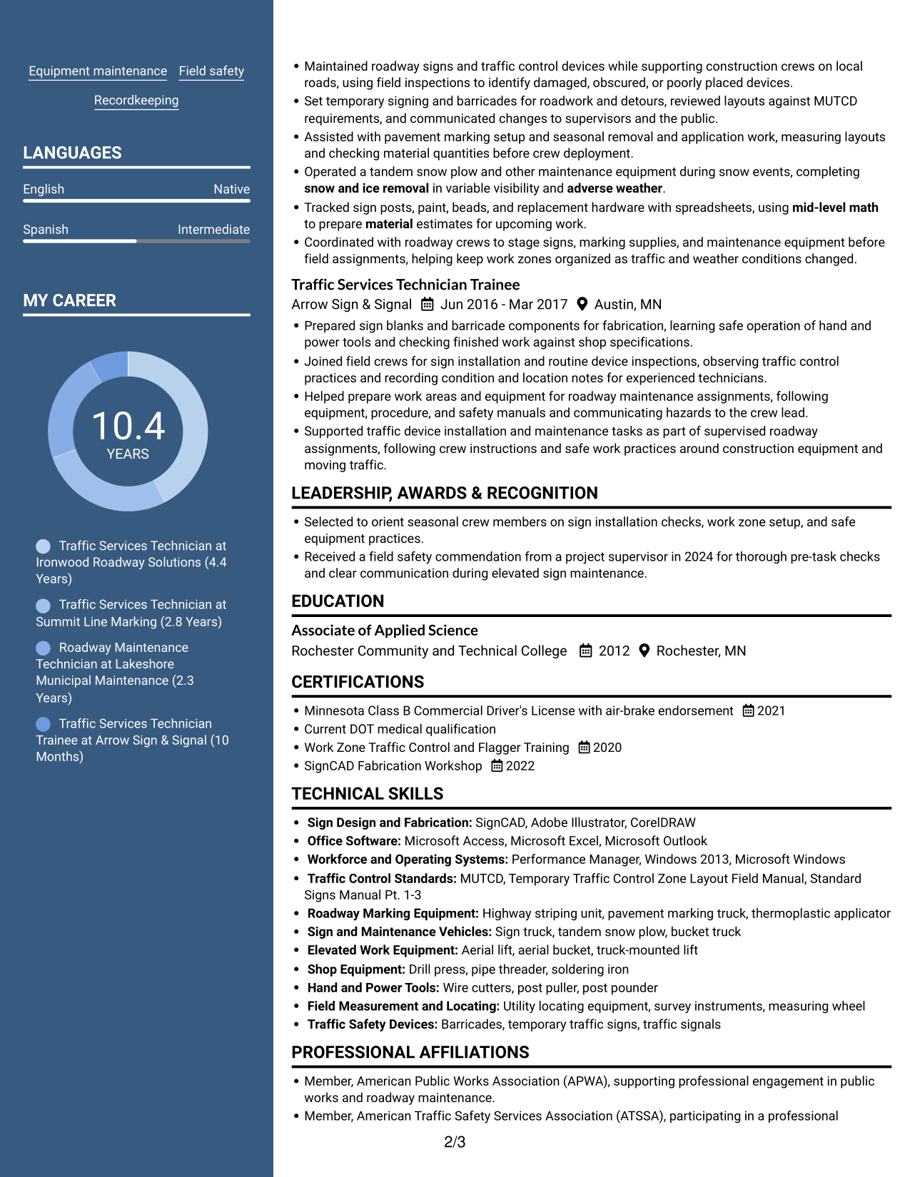 Resume example — page 2