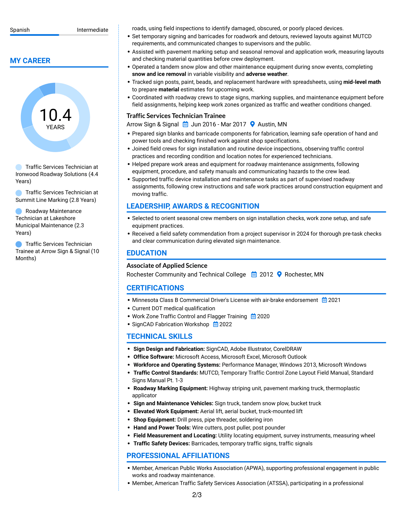 Resume example — page 2