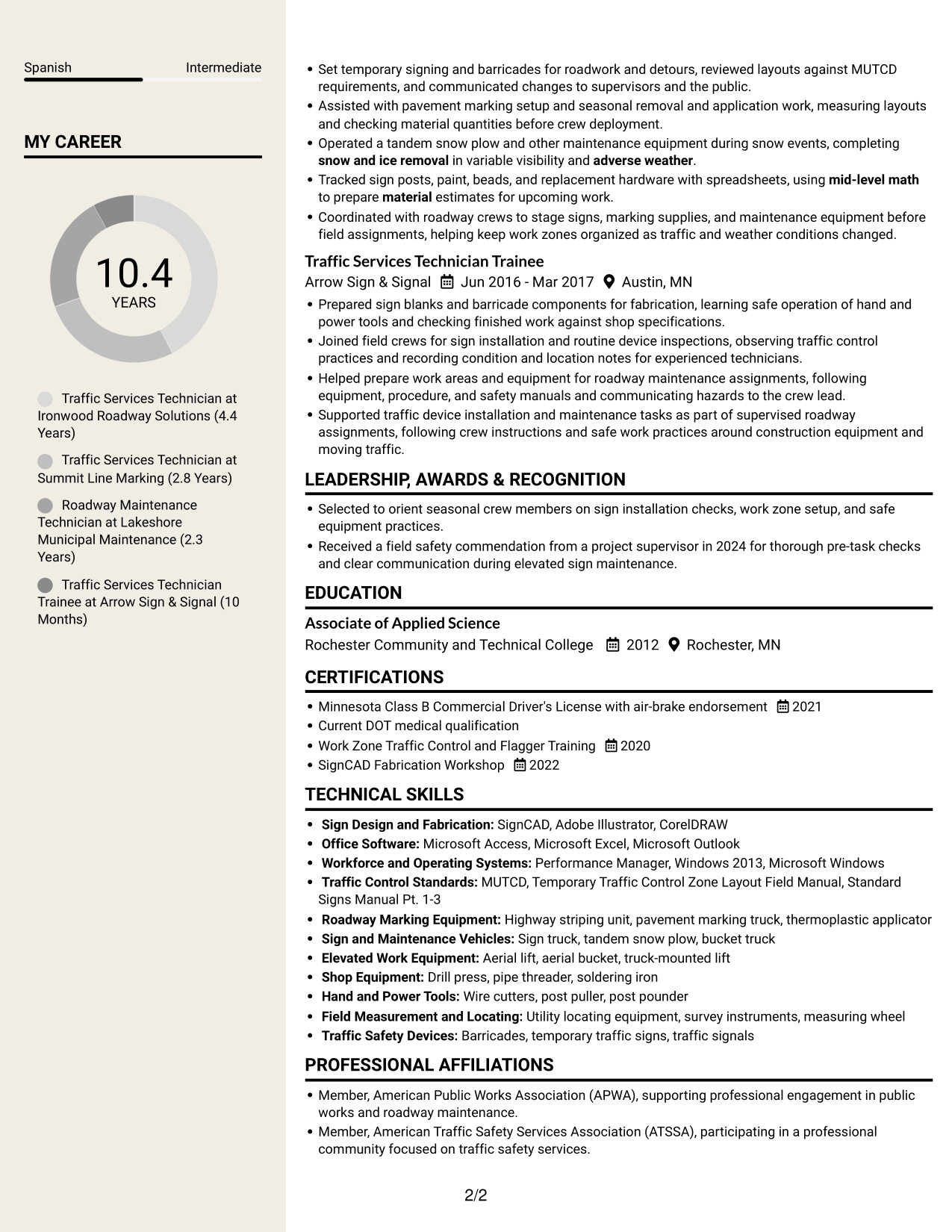 Resume example — page 2