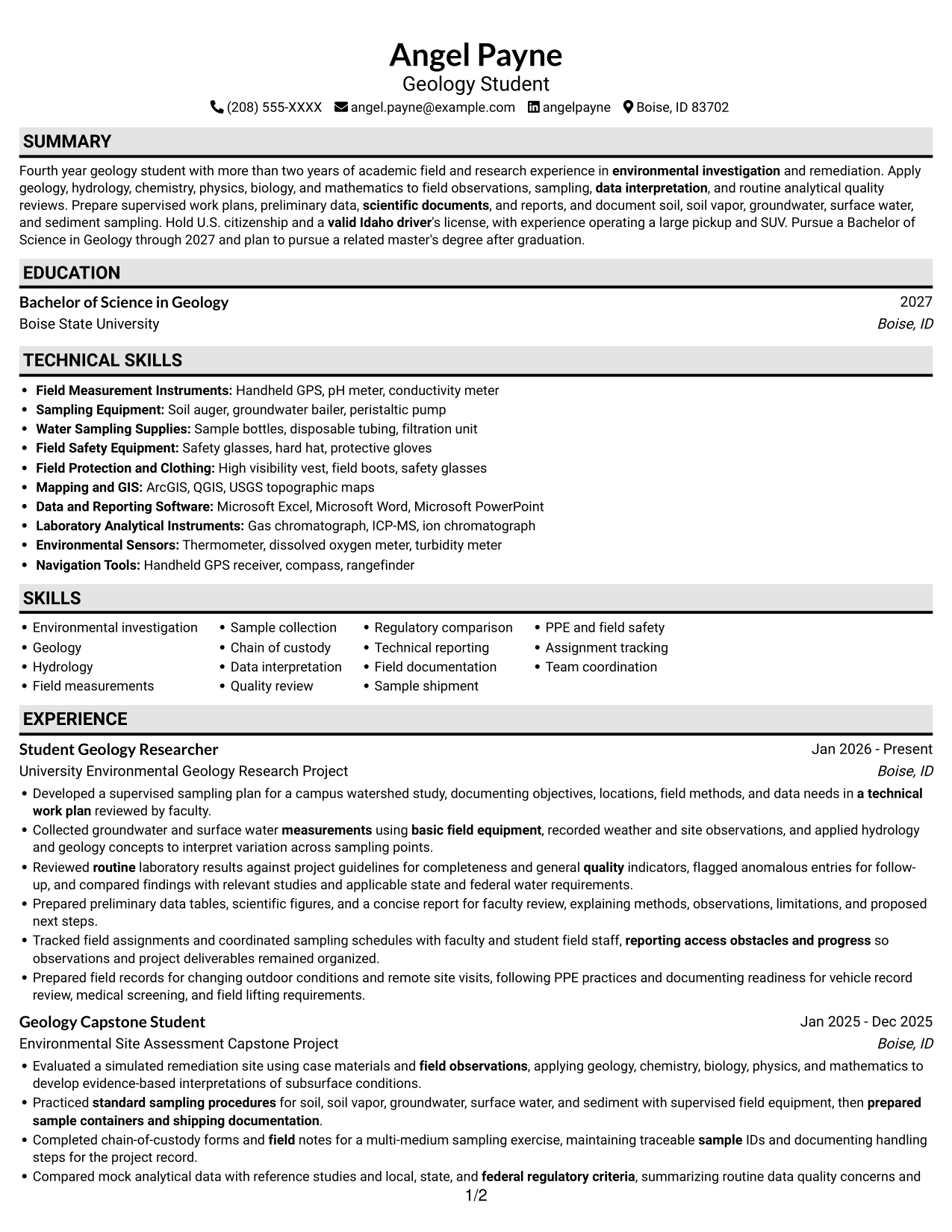 Resume example — page 1