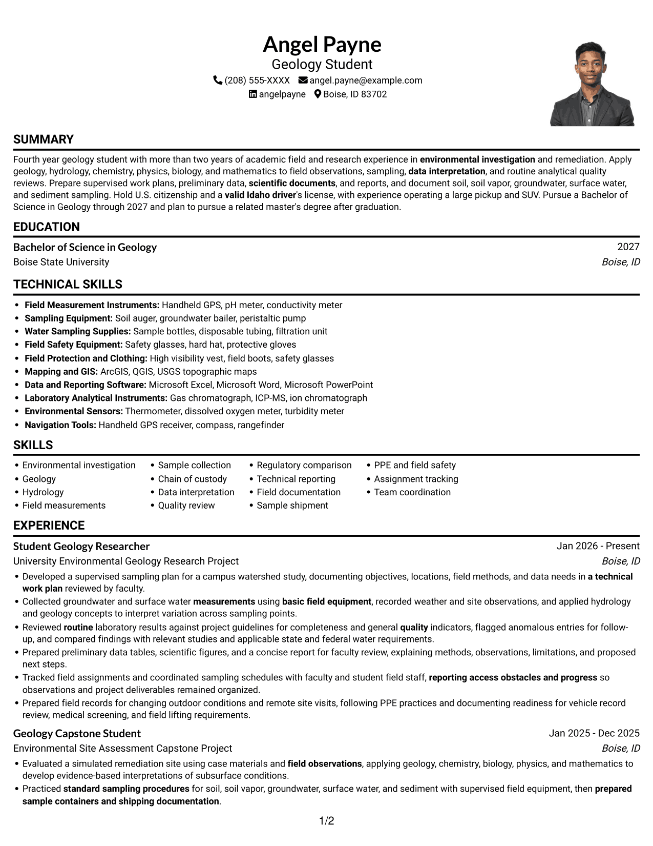 Resume example — page 1