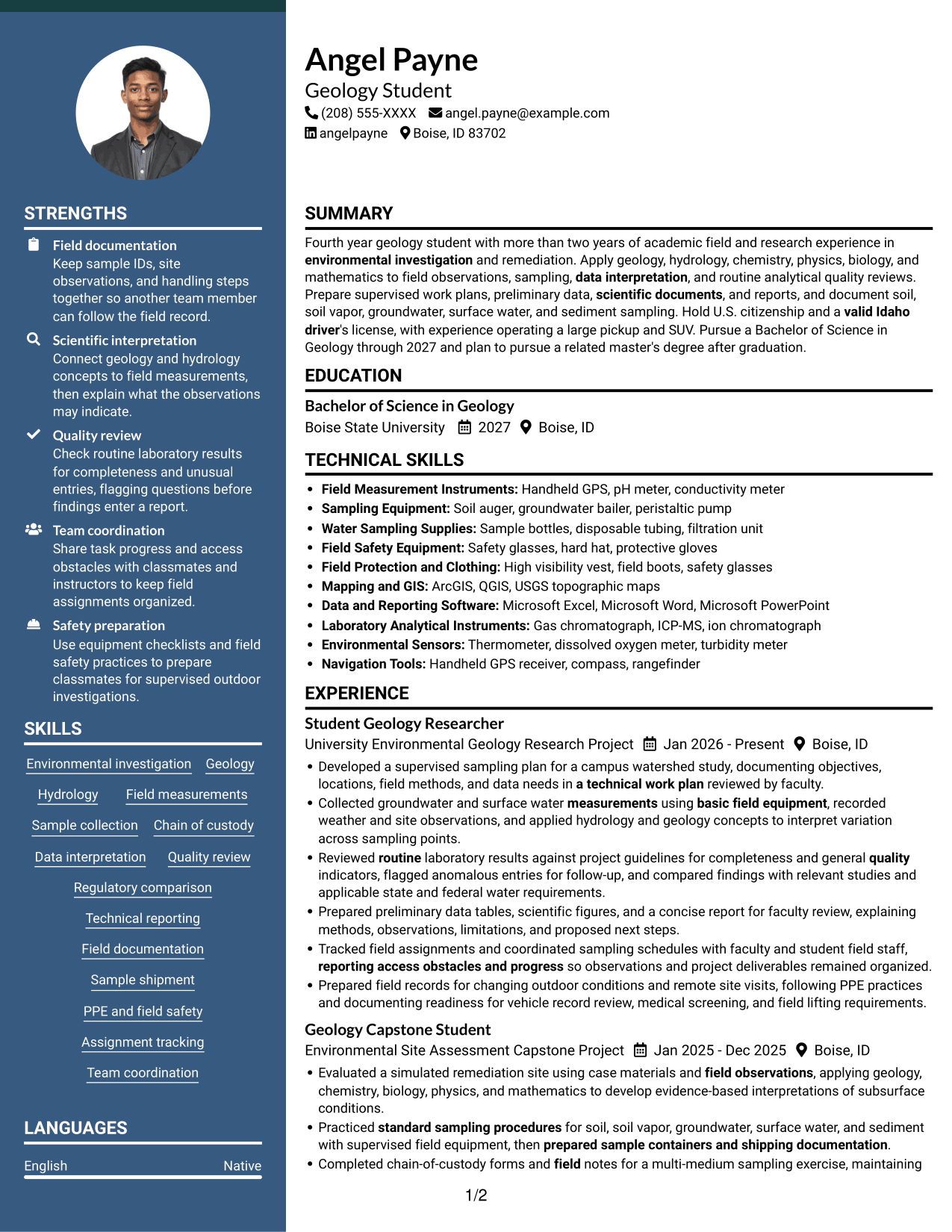Resume example — page 1