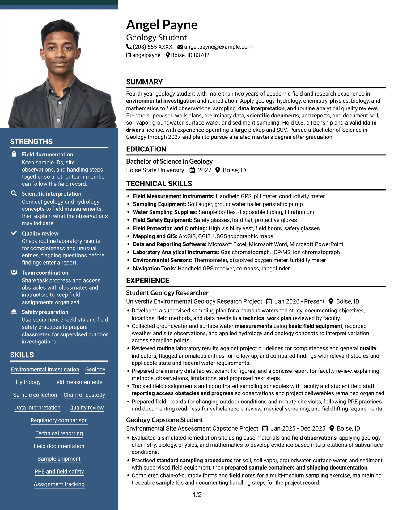 Resume example — page 1