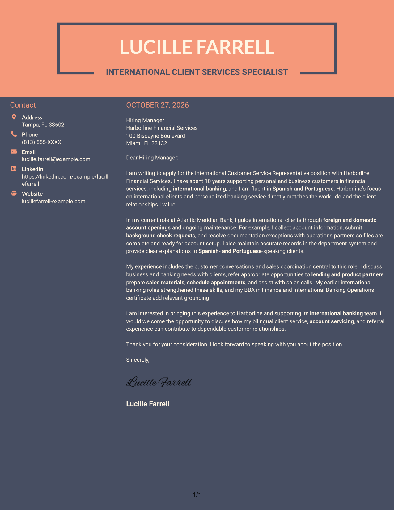 Cover letter example — page 1