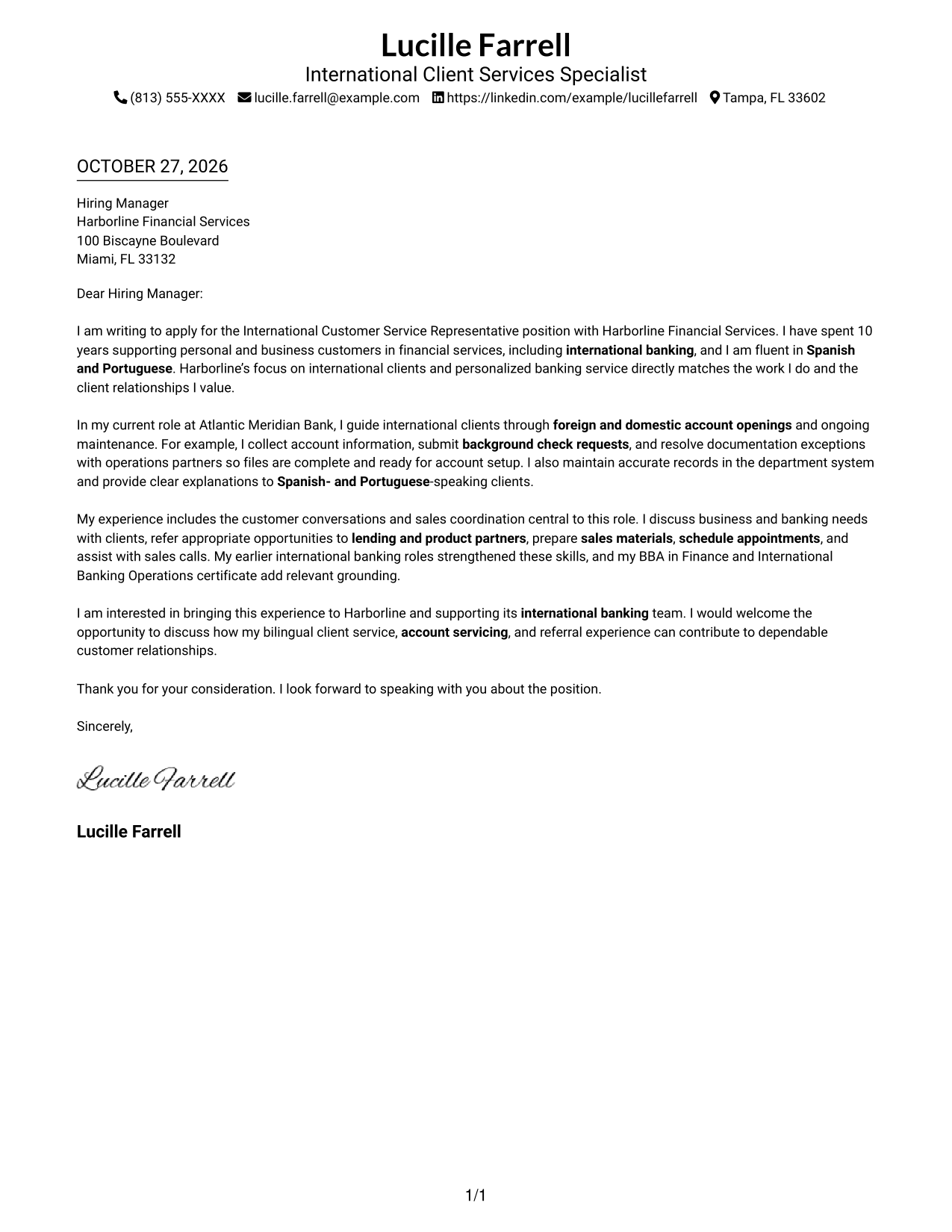 Cover letter example — page 1