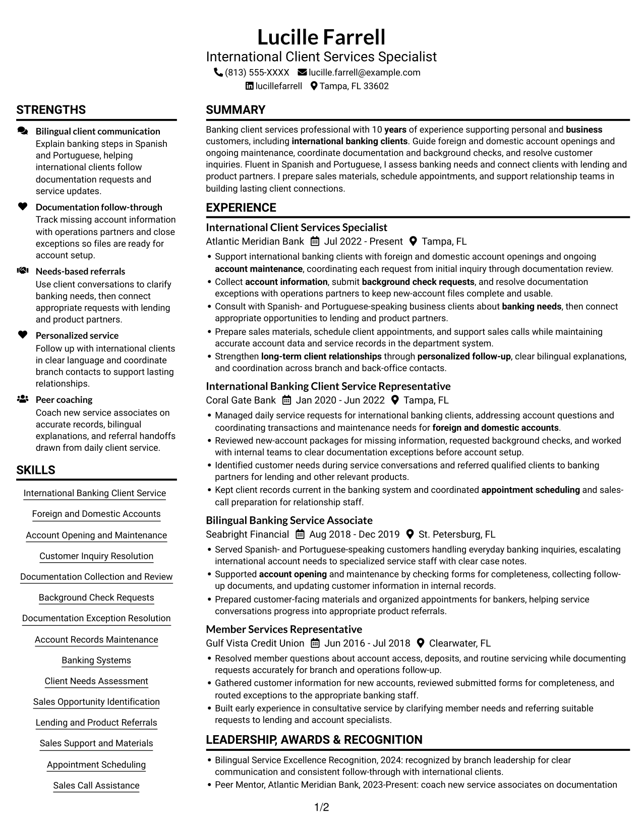 Resume example — page 1