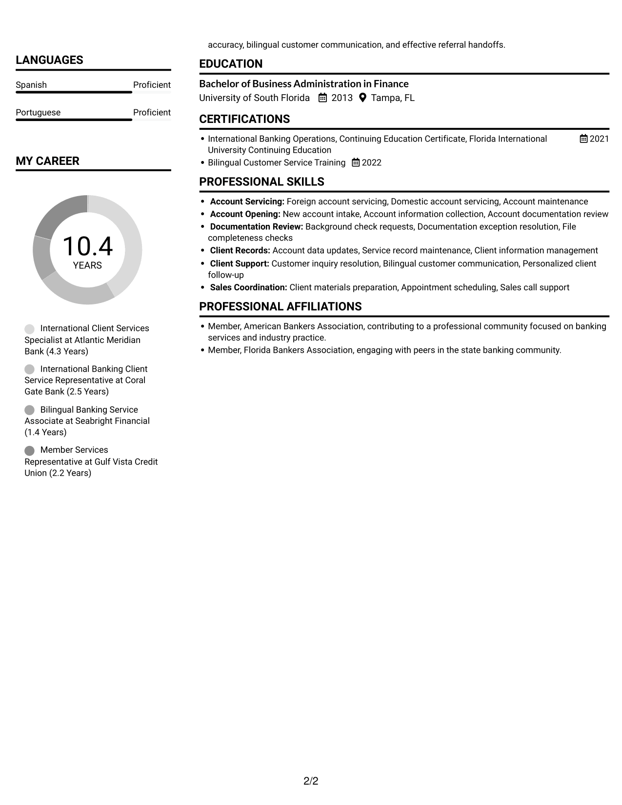 Resume example — page 2