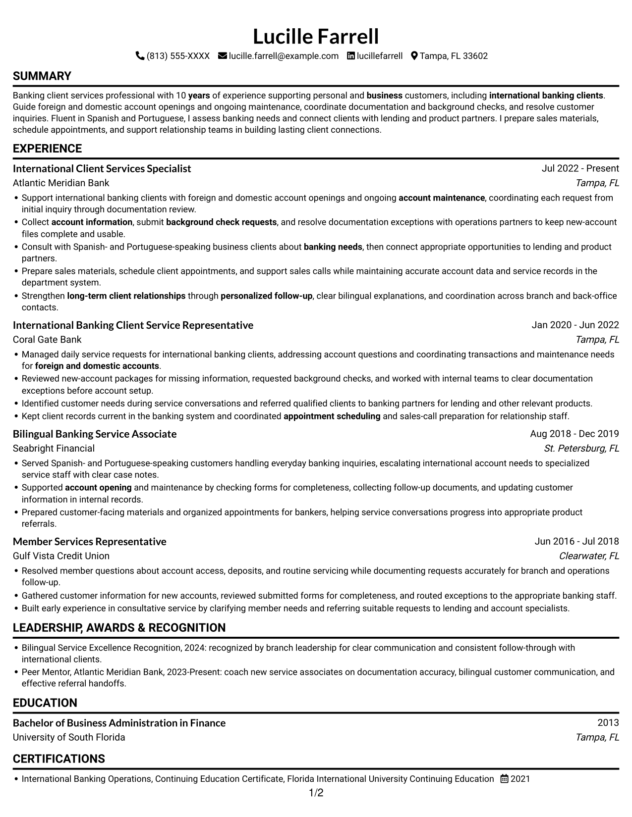 Resume example — page 1