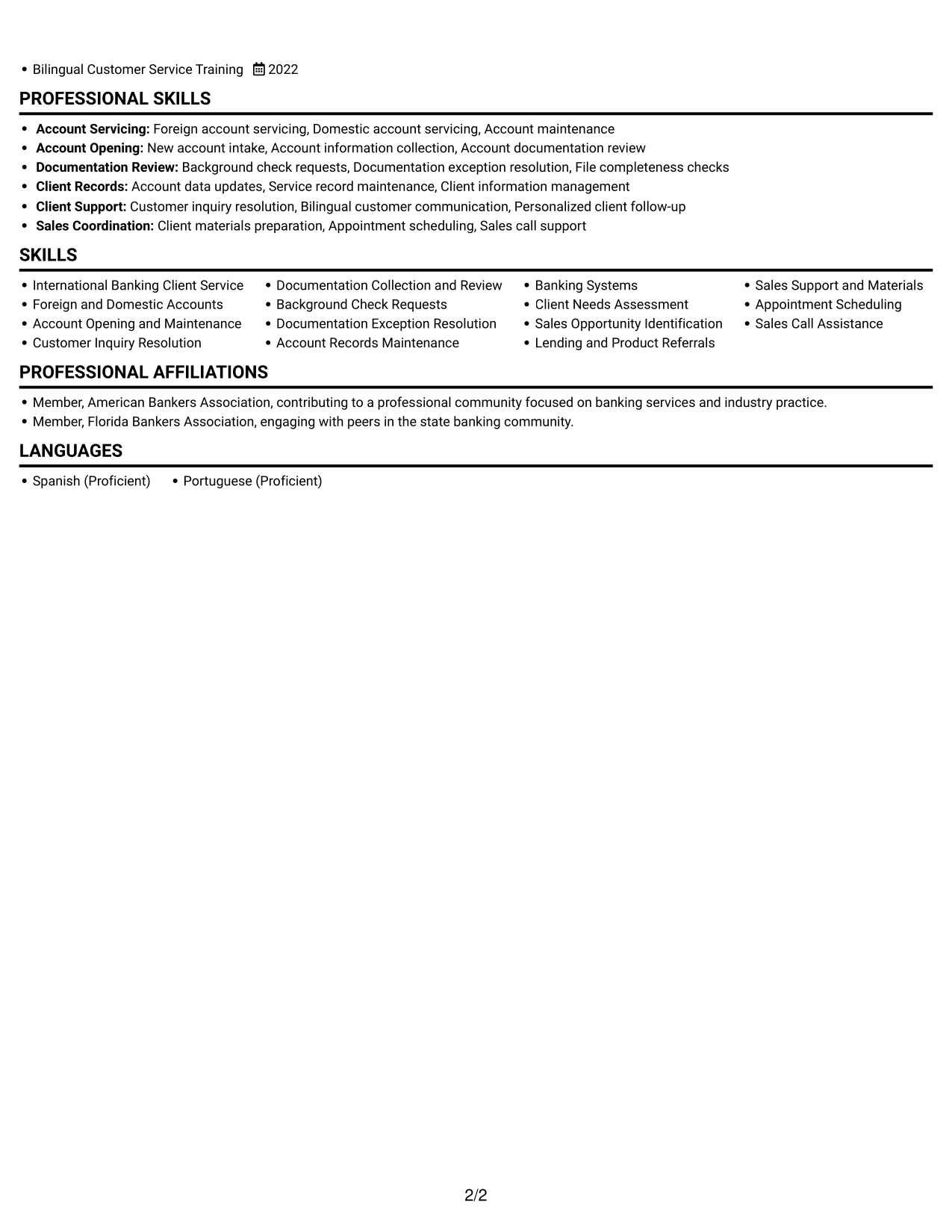 Resume example — page 2