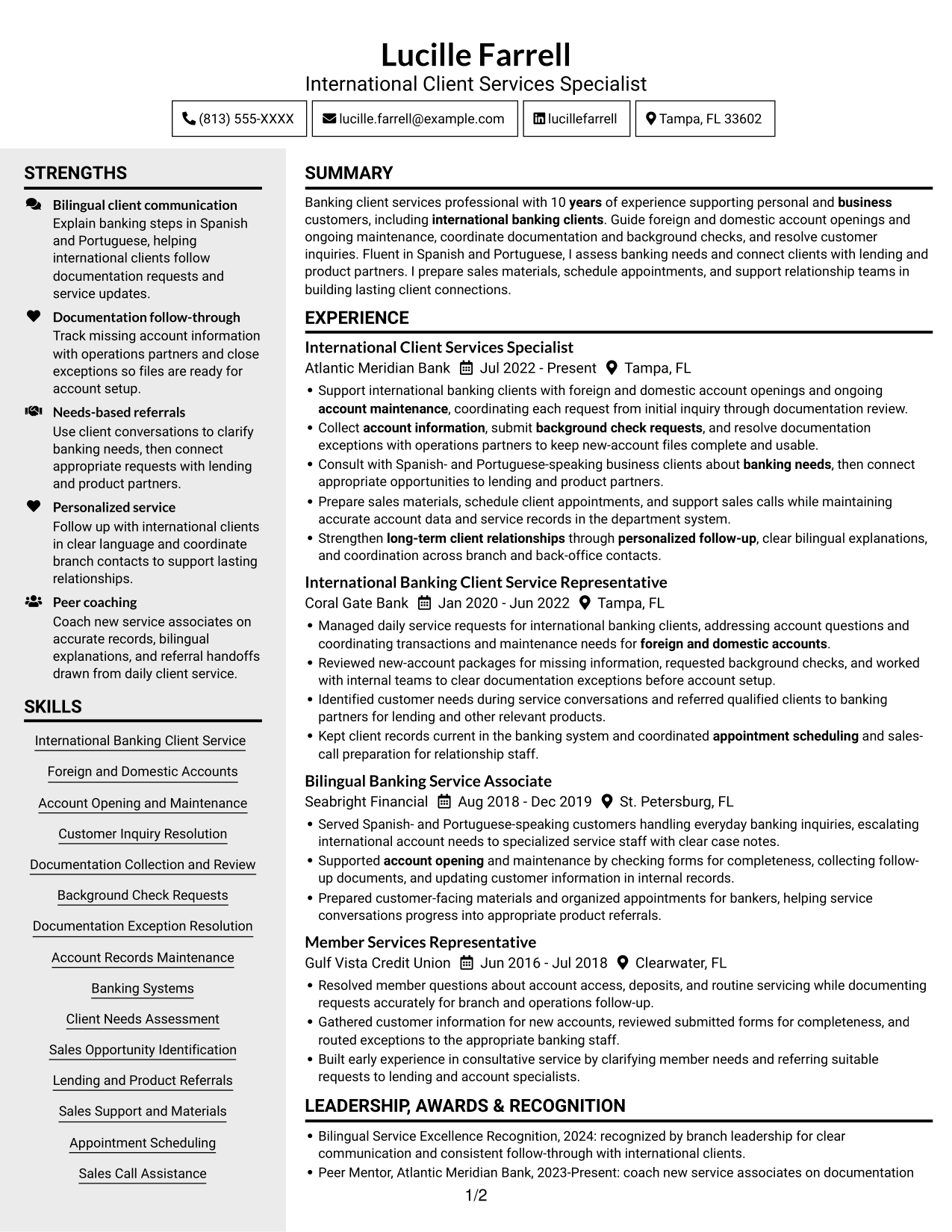 Resume example — page 1