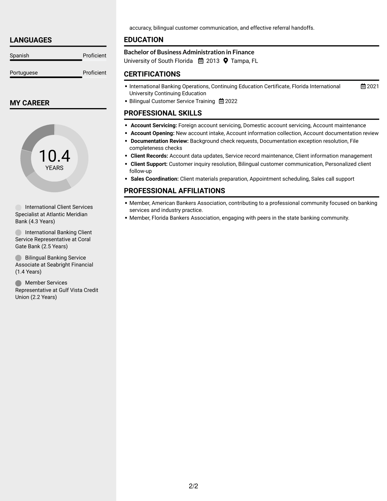 Resume example — page 2