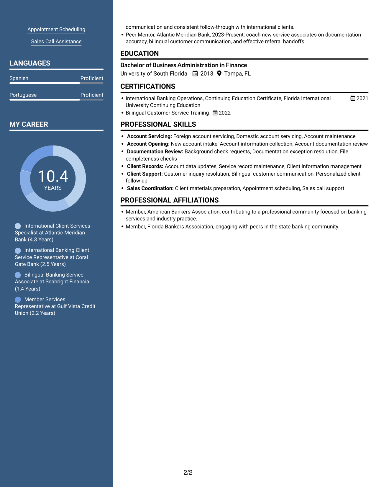 Resume example — page 2