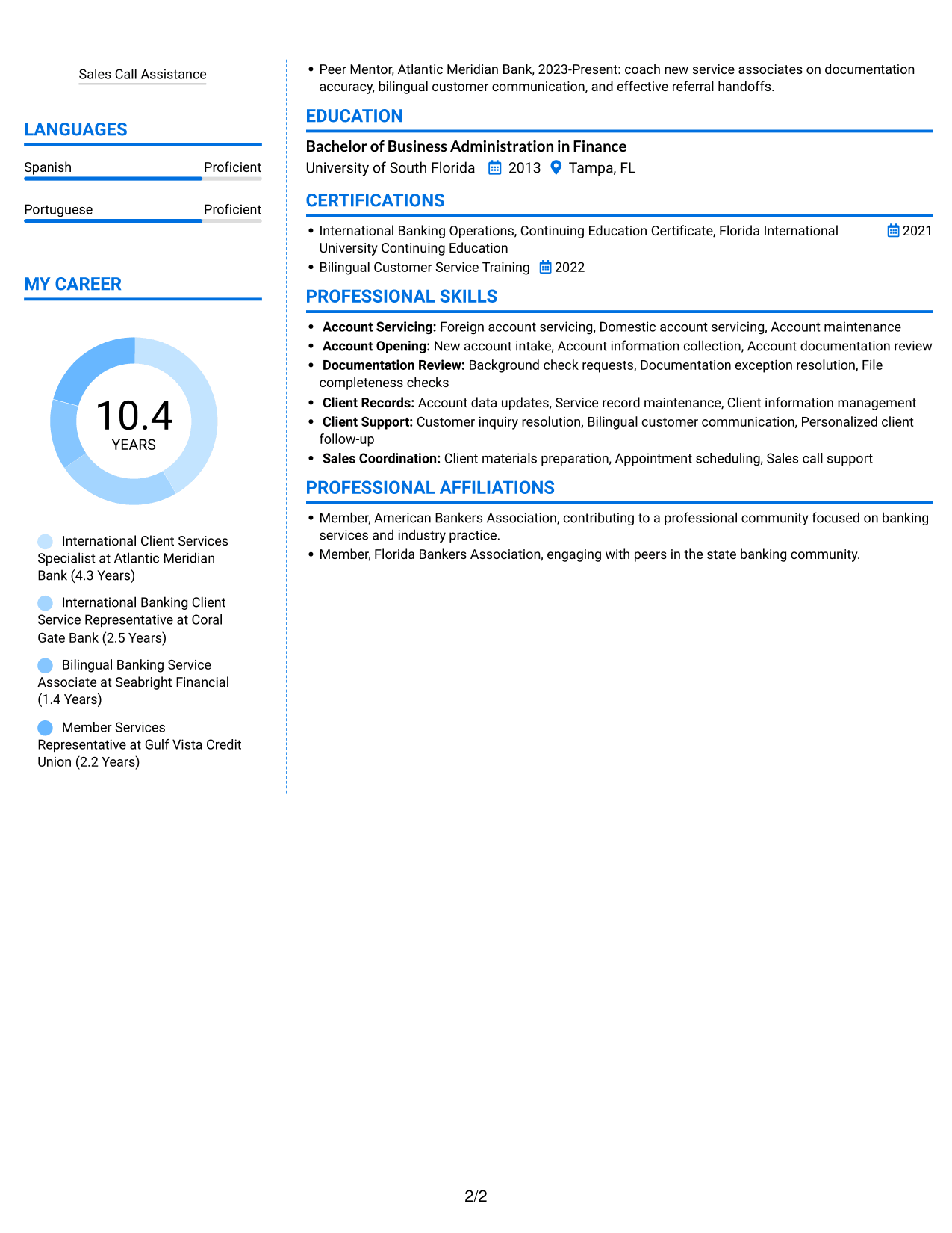 Resume example — page 2