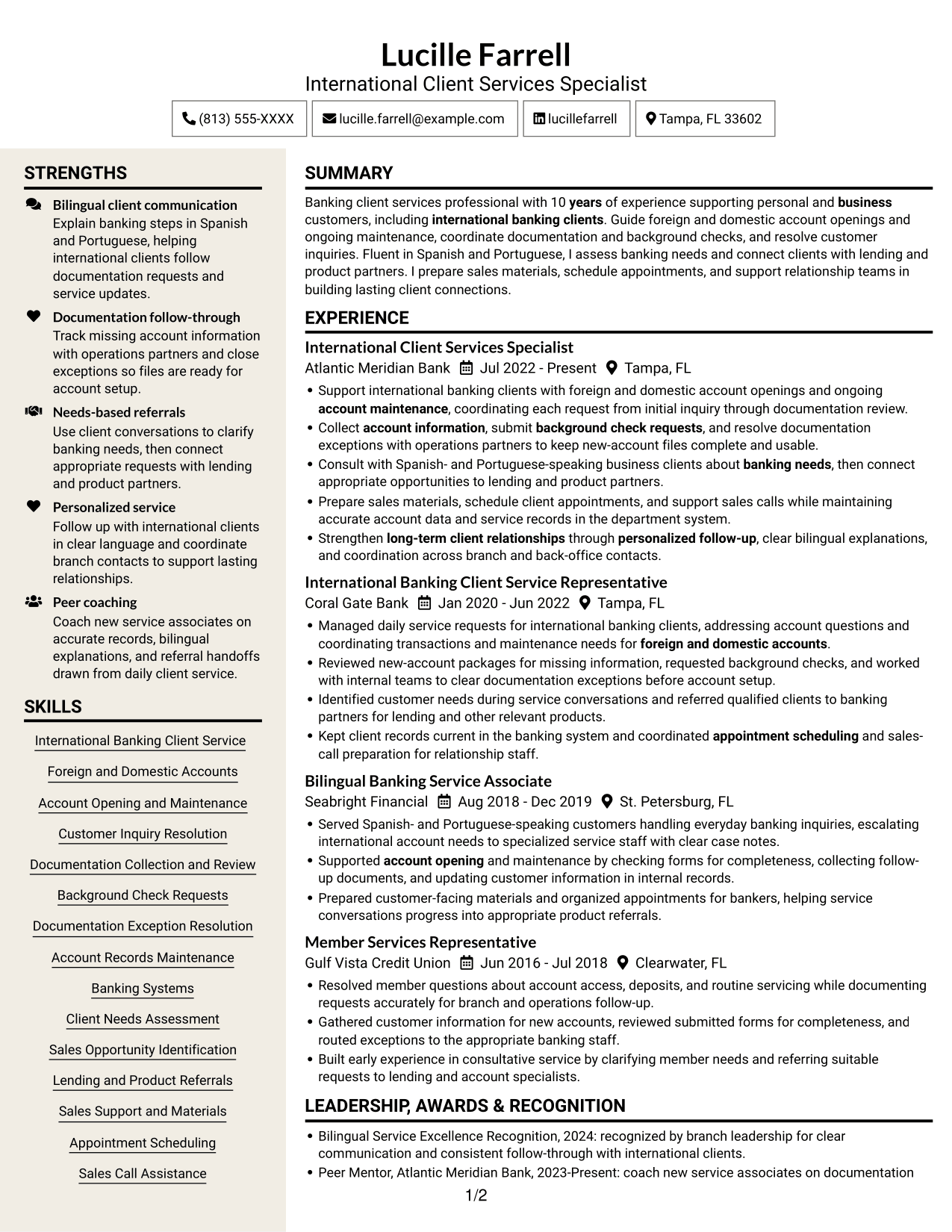 Resume example — page 1