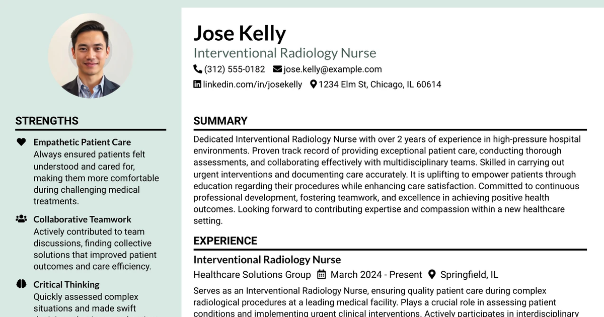 33 Interventional Radiology Travel Nurse Resume Templates with Example 2026 (ATS-Optimized)