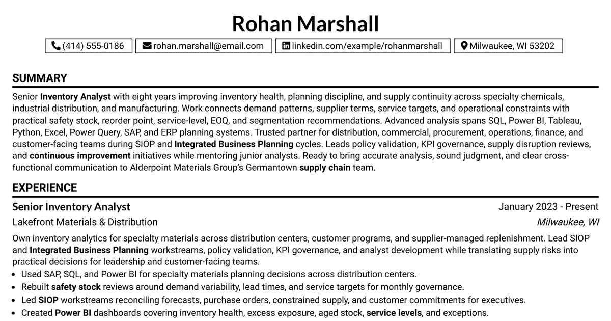 33 Inventory Analyst Resume Templates with Example 2026 (ATS-Optimized)