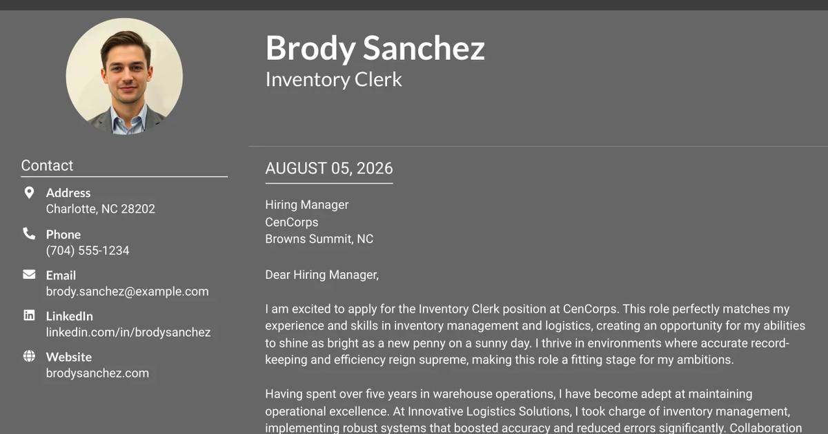 30+ Inventory Clerk Cover Letter Templates with Example 2026
