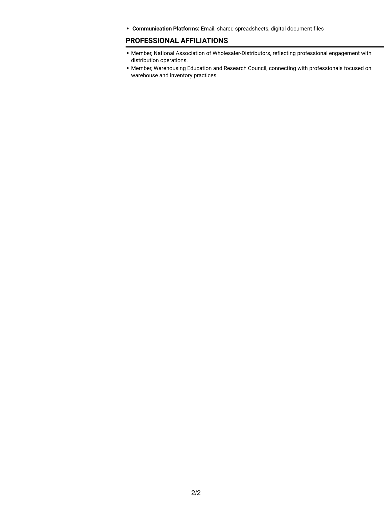 Resume example — page 2