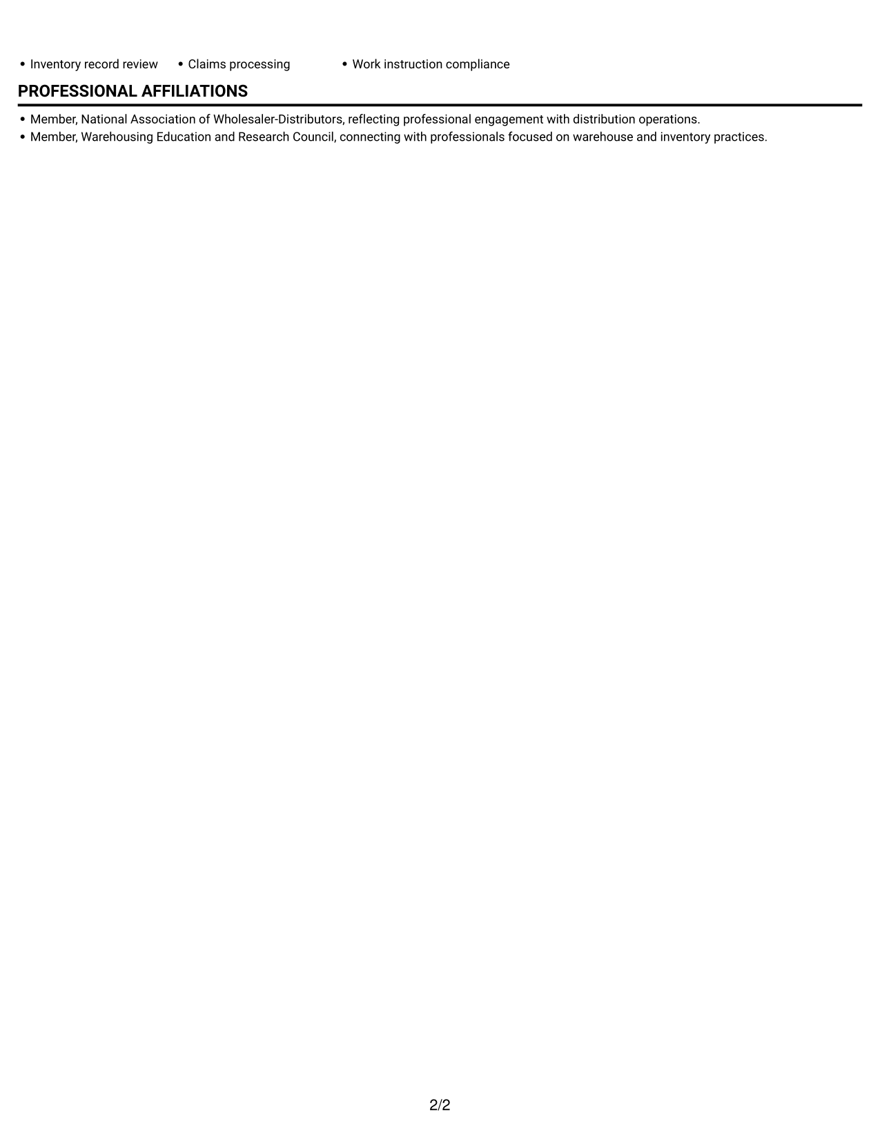 Resume example — page 2
