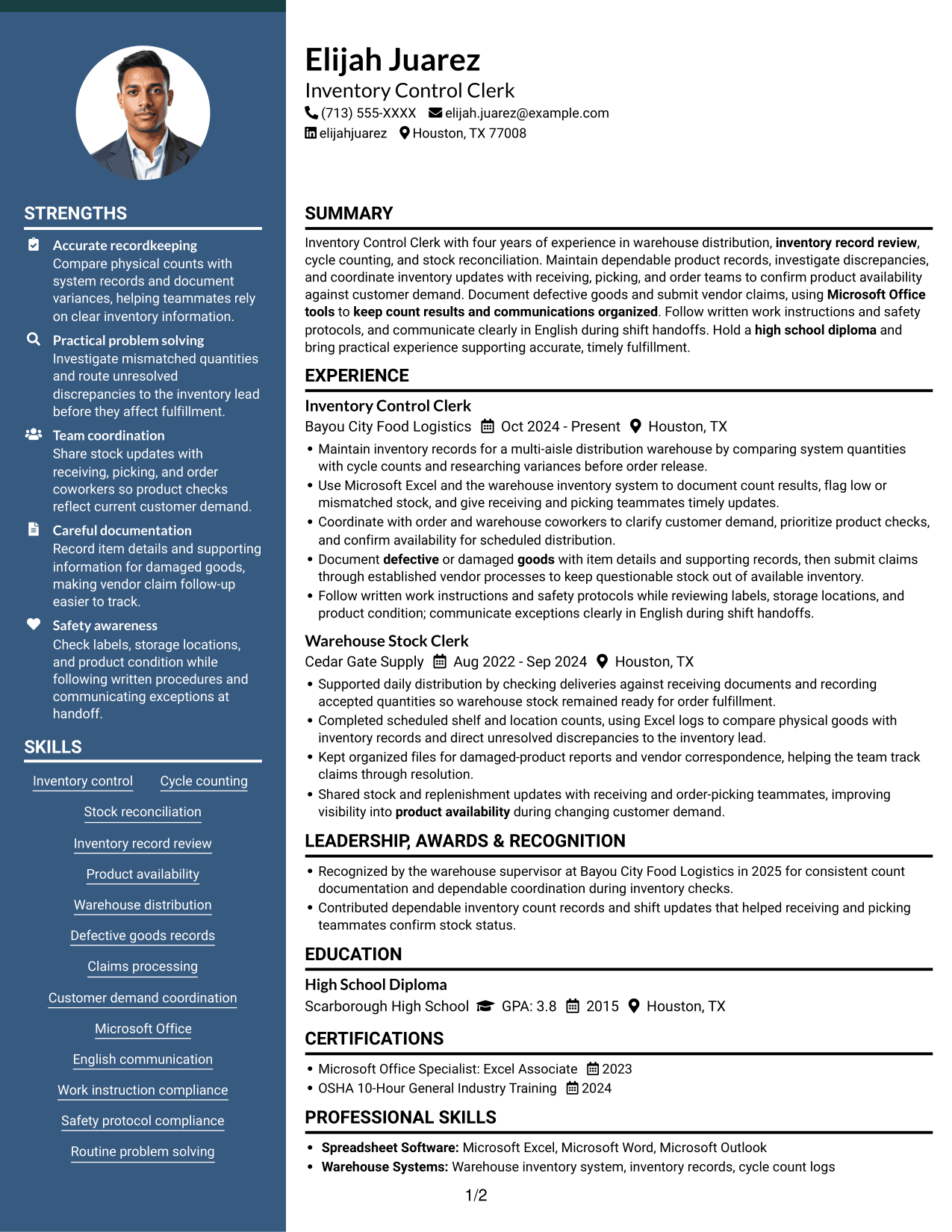 Resume example — page 1