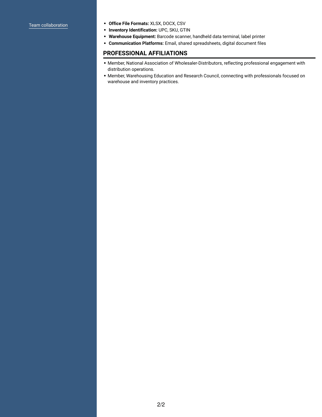 Resume example — page 2