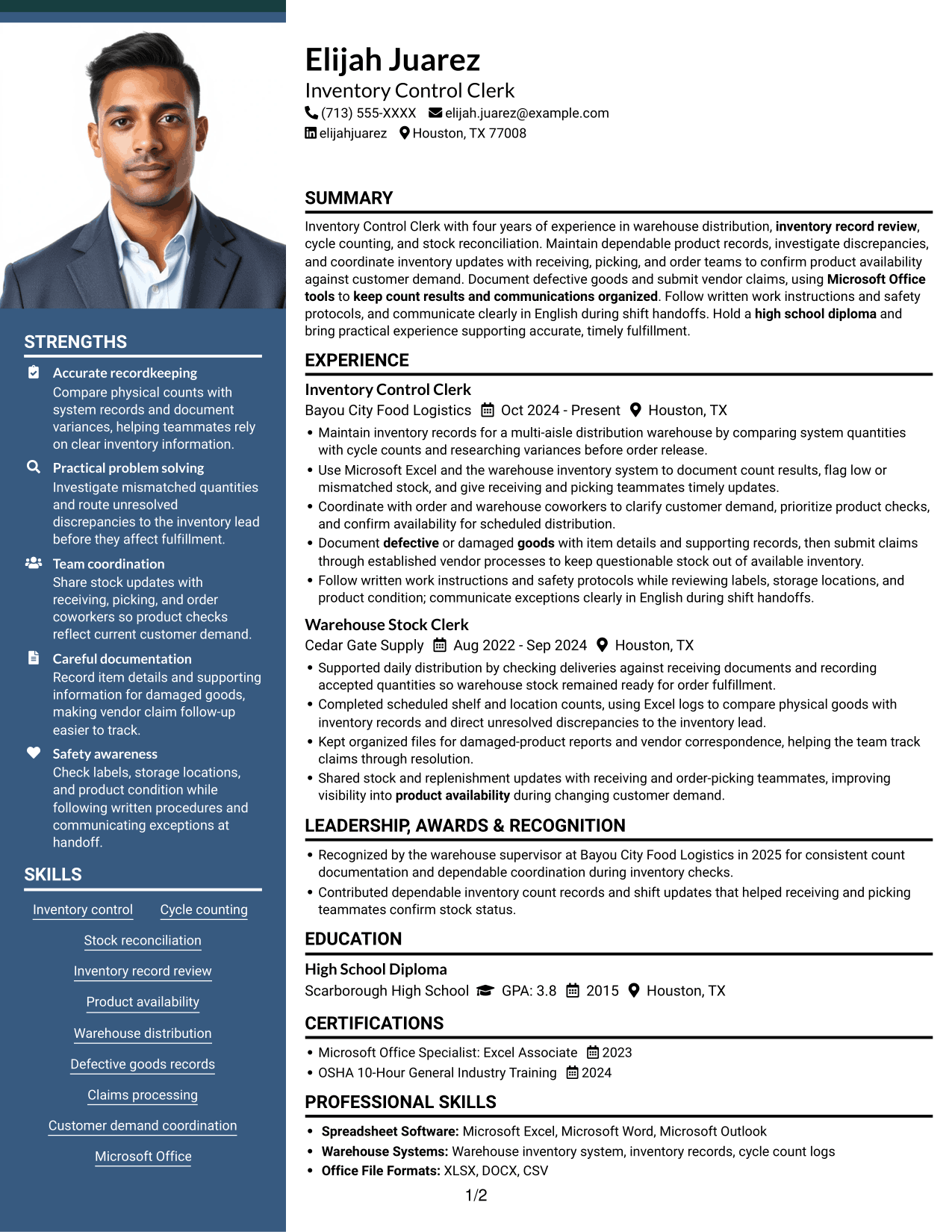 Resume example — page 1