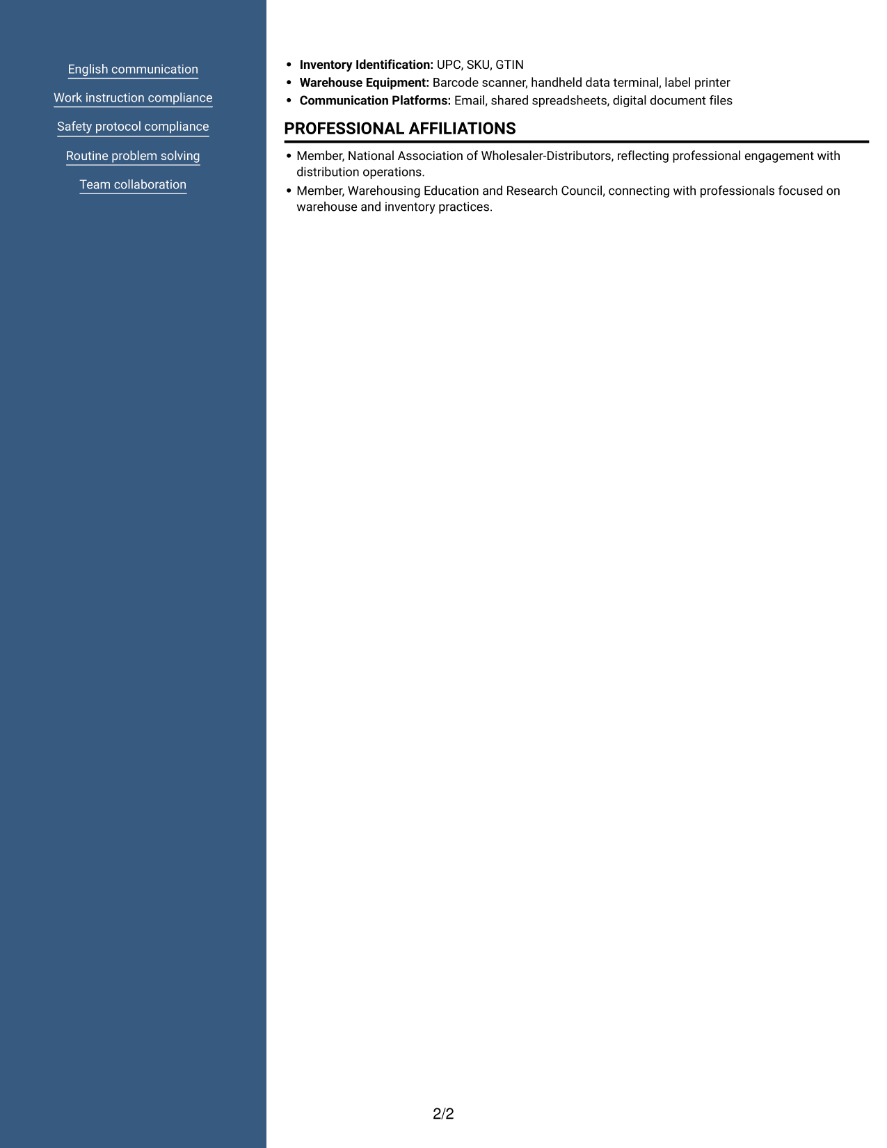 Resume example — page 2