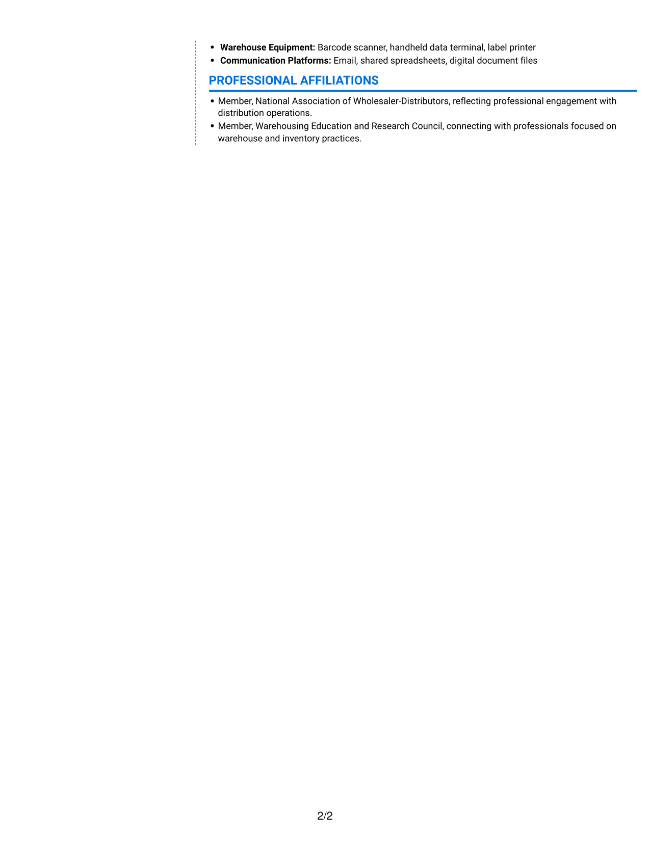 Resume example — page 2