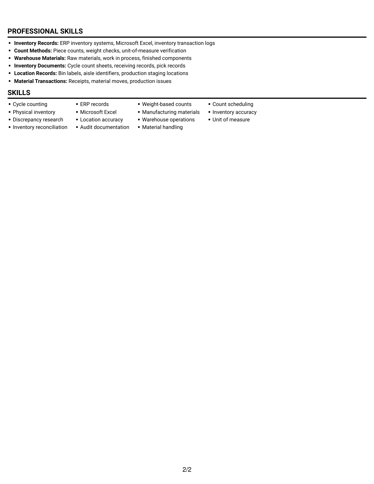Resume example — page 2