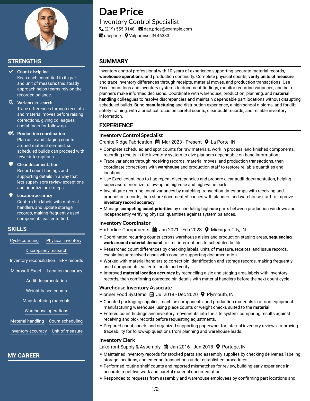 Resume example — page 1