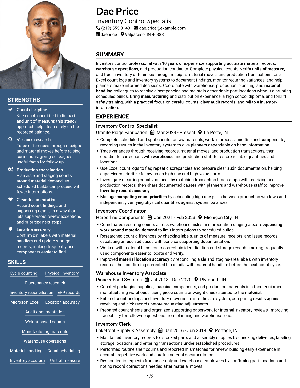 Resume example — page 1