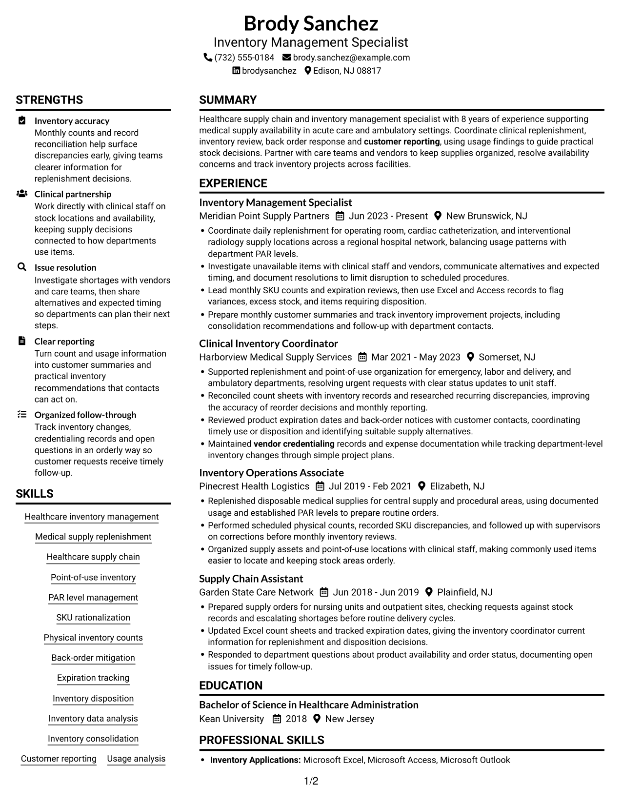 Resume example — page 1