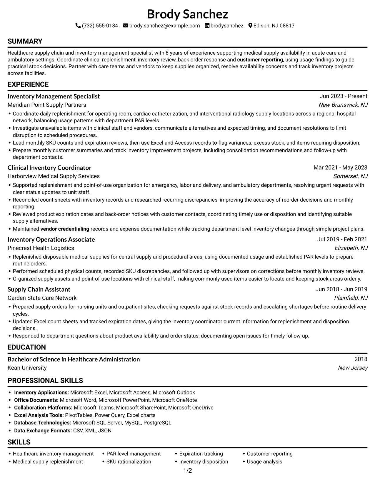 Resume example — page 1