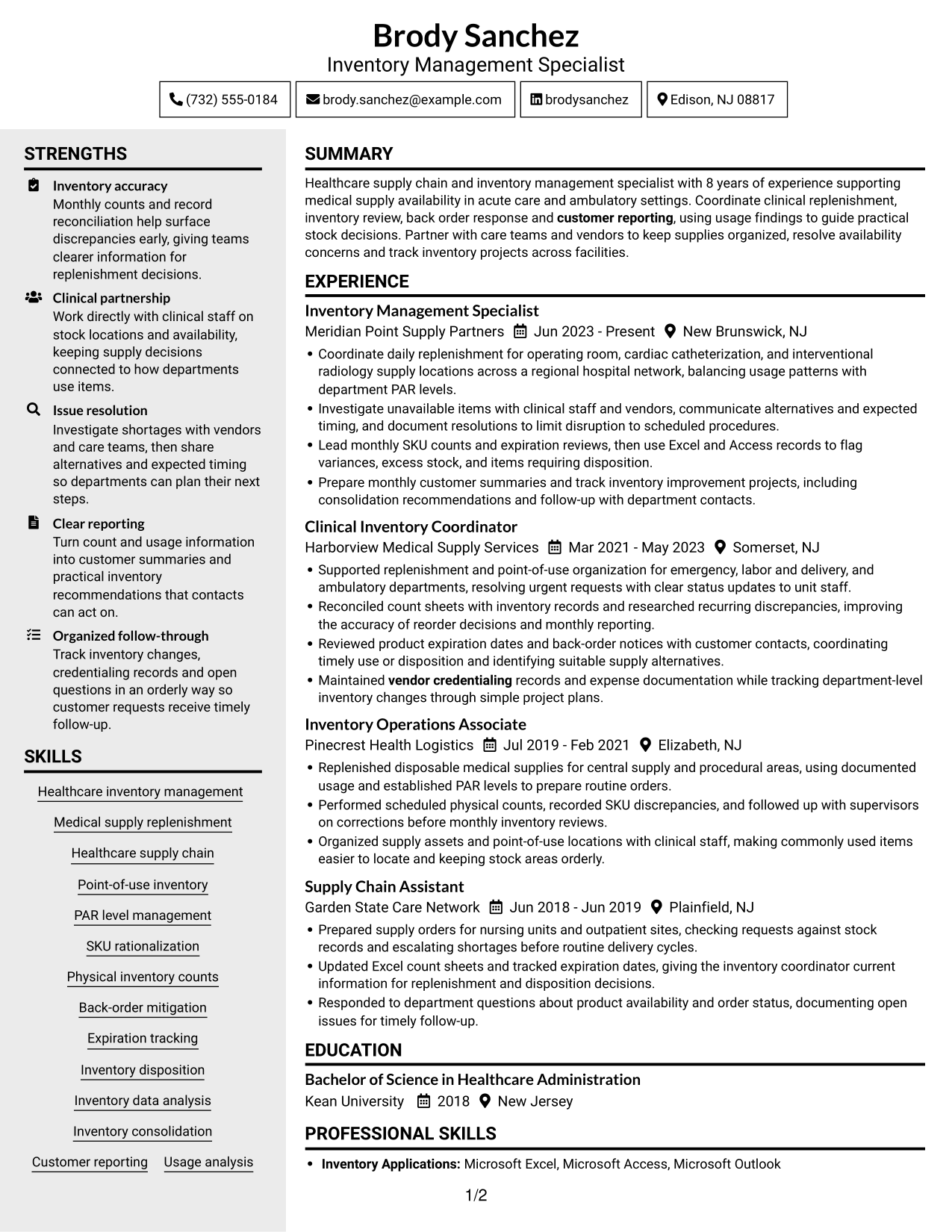 Resume example — page 1